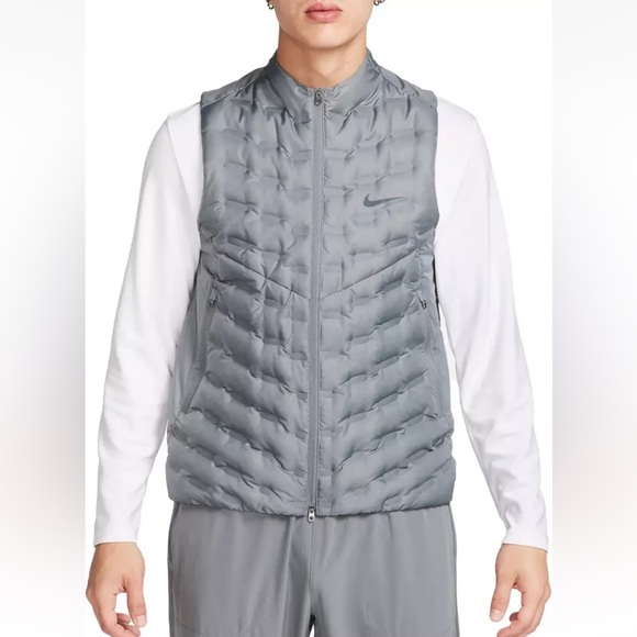 Nike Therma-FIT ADV Repel AeroLoft Mens Down Running Vest Size M Gray FB7542-084